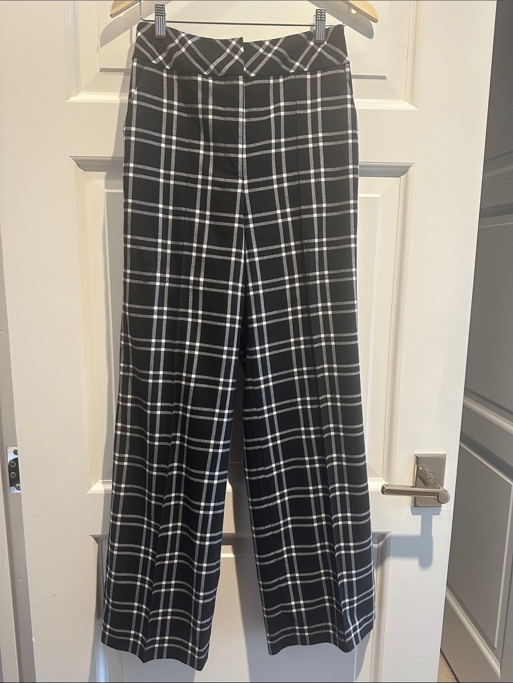 Pearl by Lela Rose Black and White Plaid Wide-Leg Pants Size 6